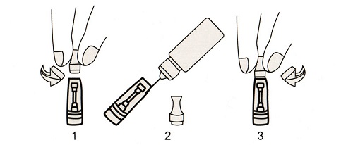 Schéma du remplissage du clearomiseur e-smart Voici un schéma explicatif pour vous aidez à remplir votre clearomiseur