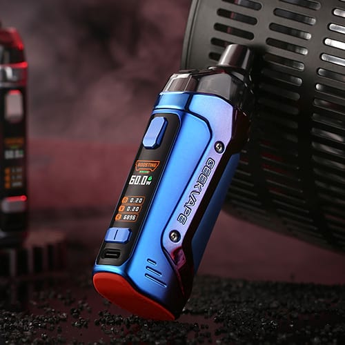 Pod aegis boost geek vape couleur bleue et rouge