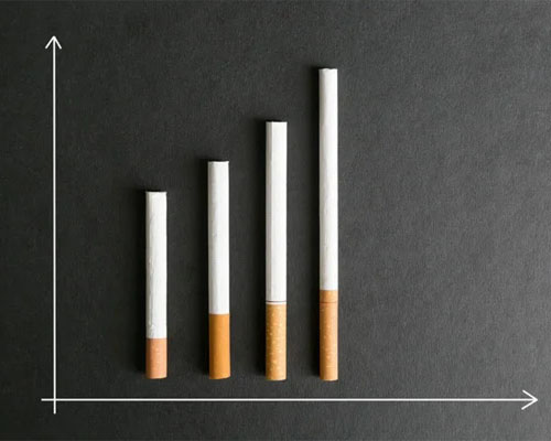 Graphique hausse avec des cigarettes