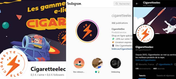 Pages CigaretteElec sur les réseaux sociaux