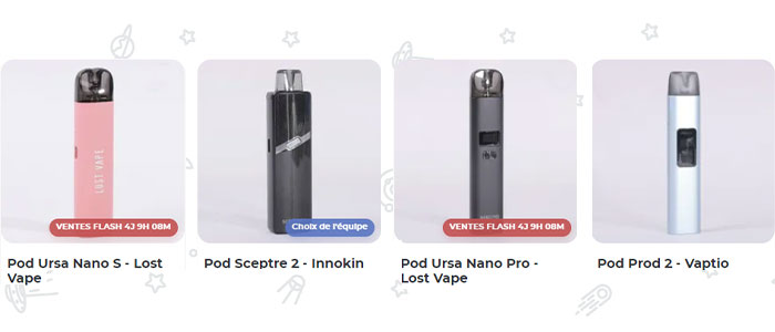 Sélection de pods sur le site CigaretteElec