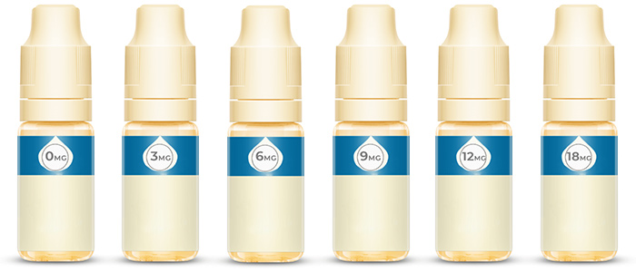 e liquide neutre avec différents taux de nicotine